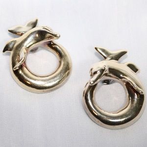 Unique Sterling Vintage Dolphin Earrings